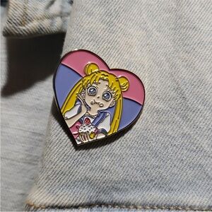 Sailor Moon Heart-Shaped Anime Enamel Pin